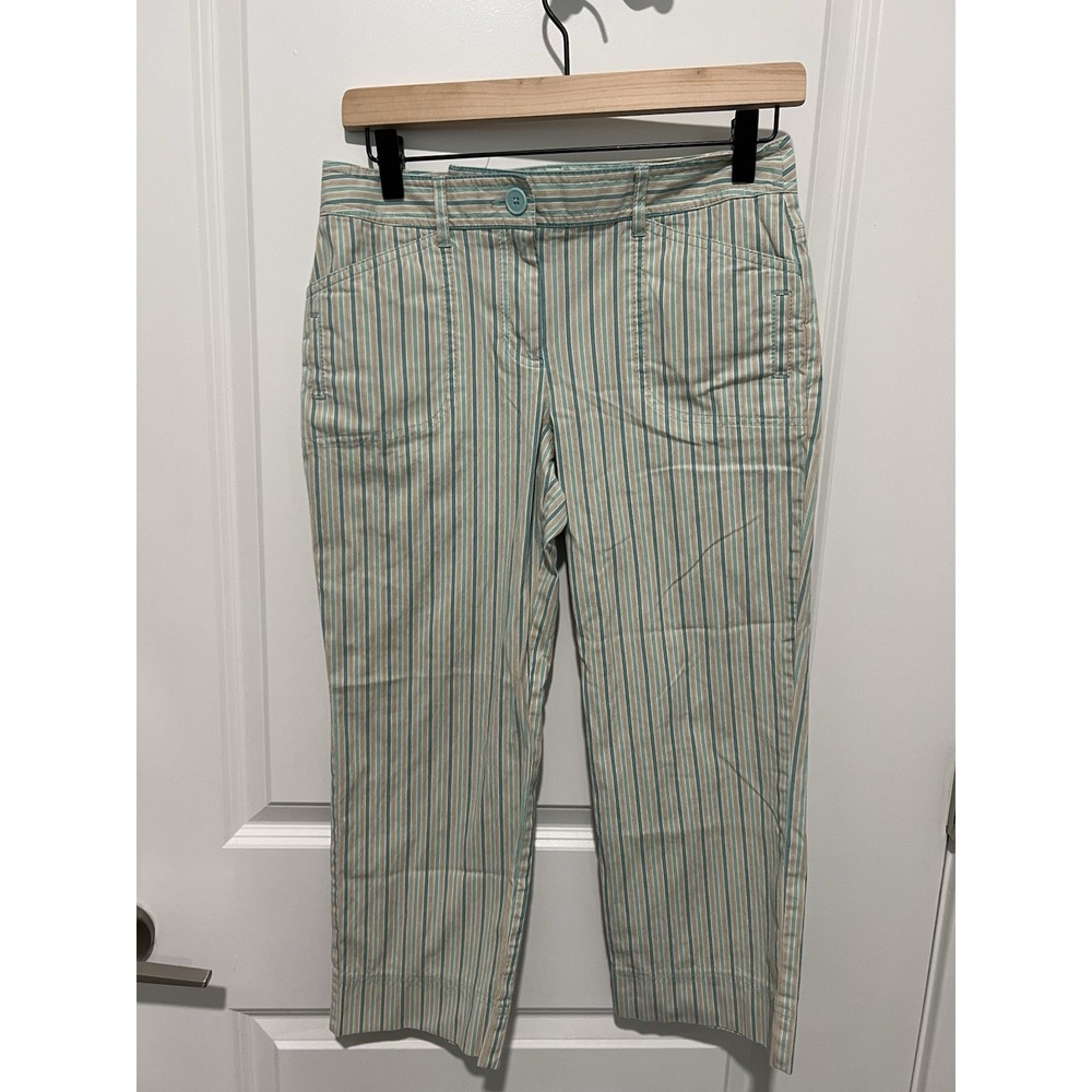 ✨ Ann Taylor Loft Ankle Pants Women Petite 4P Multi Stripe 98% Cotton Cropped